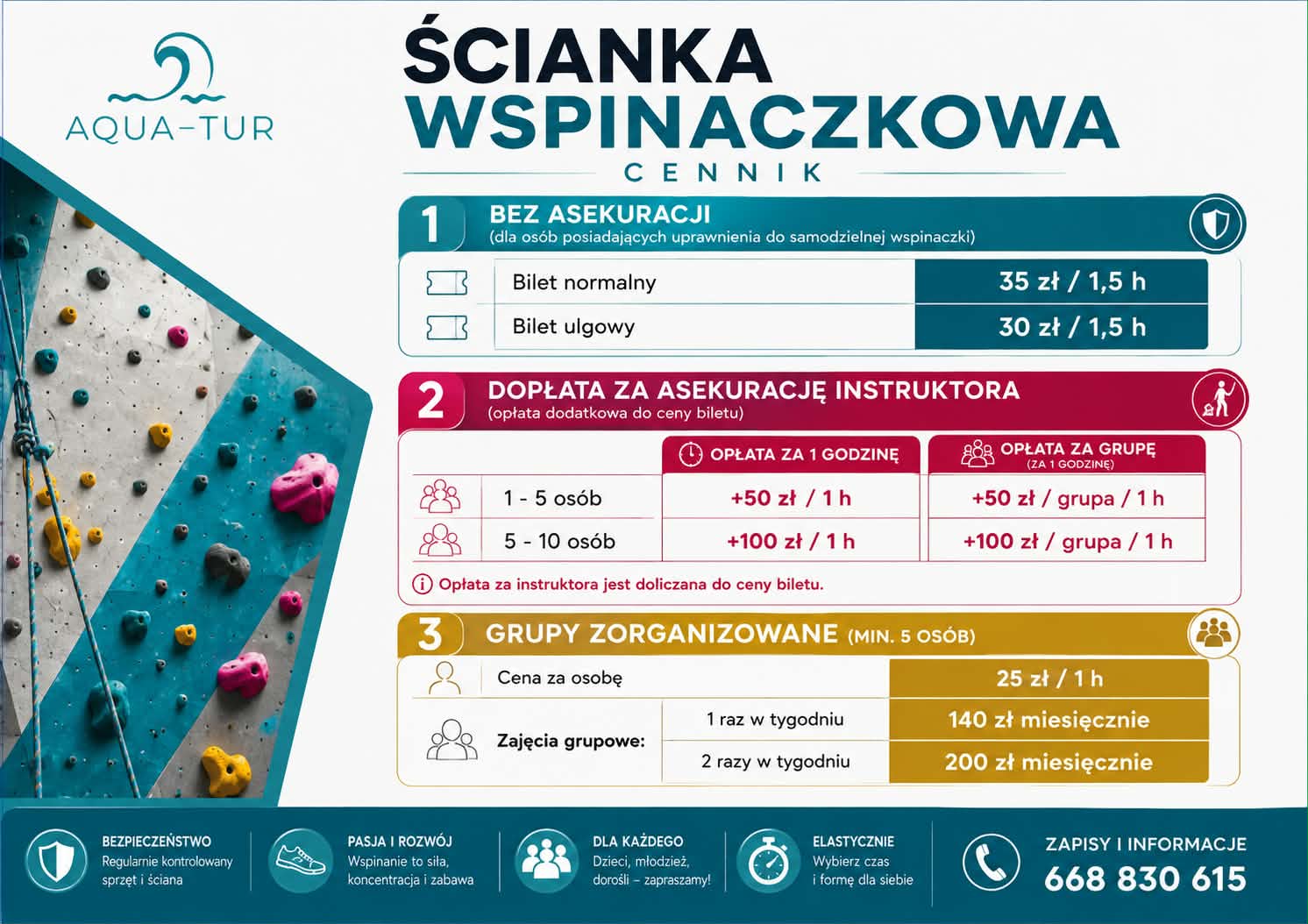 cennik ścianka wspinaczkowa